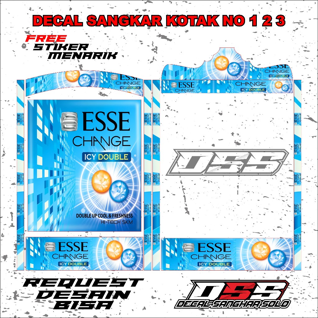 DECAL SANGKAR BURUNG KOTAK MOTIF ESSE CHANGE ICY DOUBLE NO 1 2 3