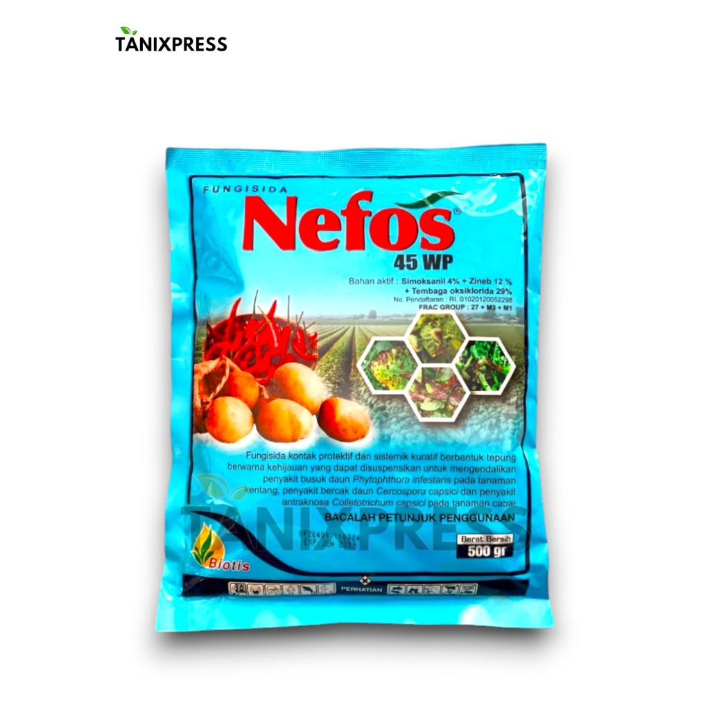 NEFOS fungisida 45 WP 500gr bakterisida sistemik 3 bahan aktif BIOTIS