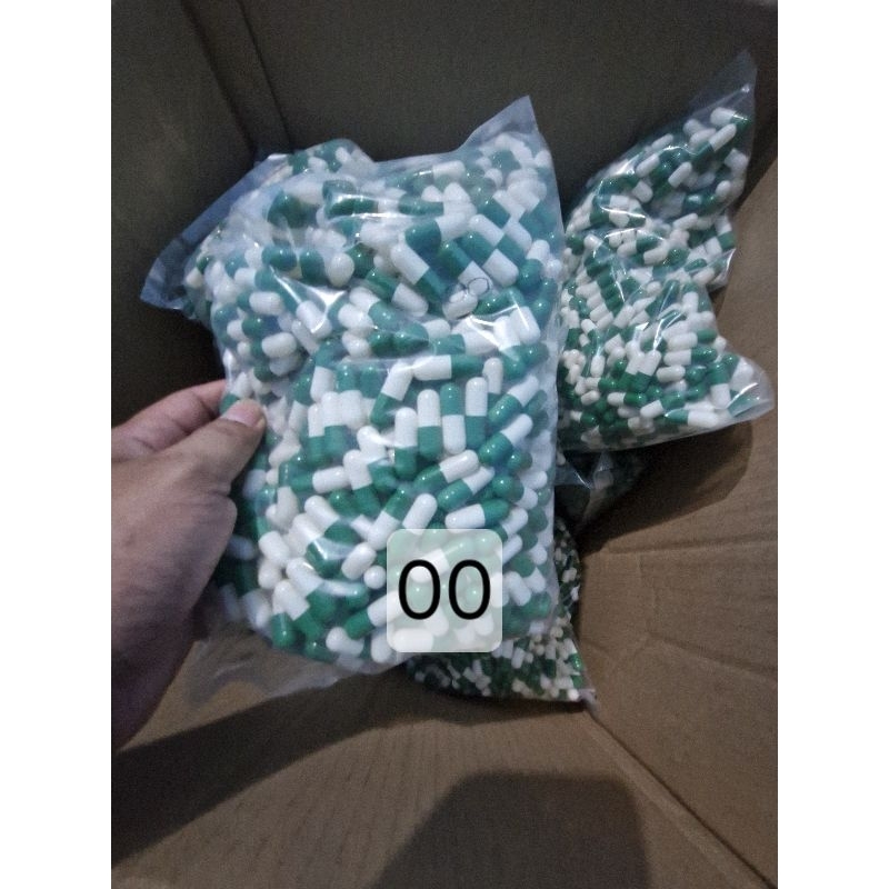 cangkang kapsul No 00 / kapsul  kosong ukuran 00 hijau putih
