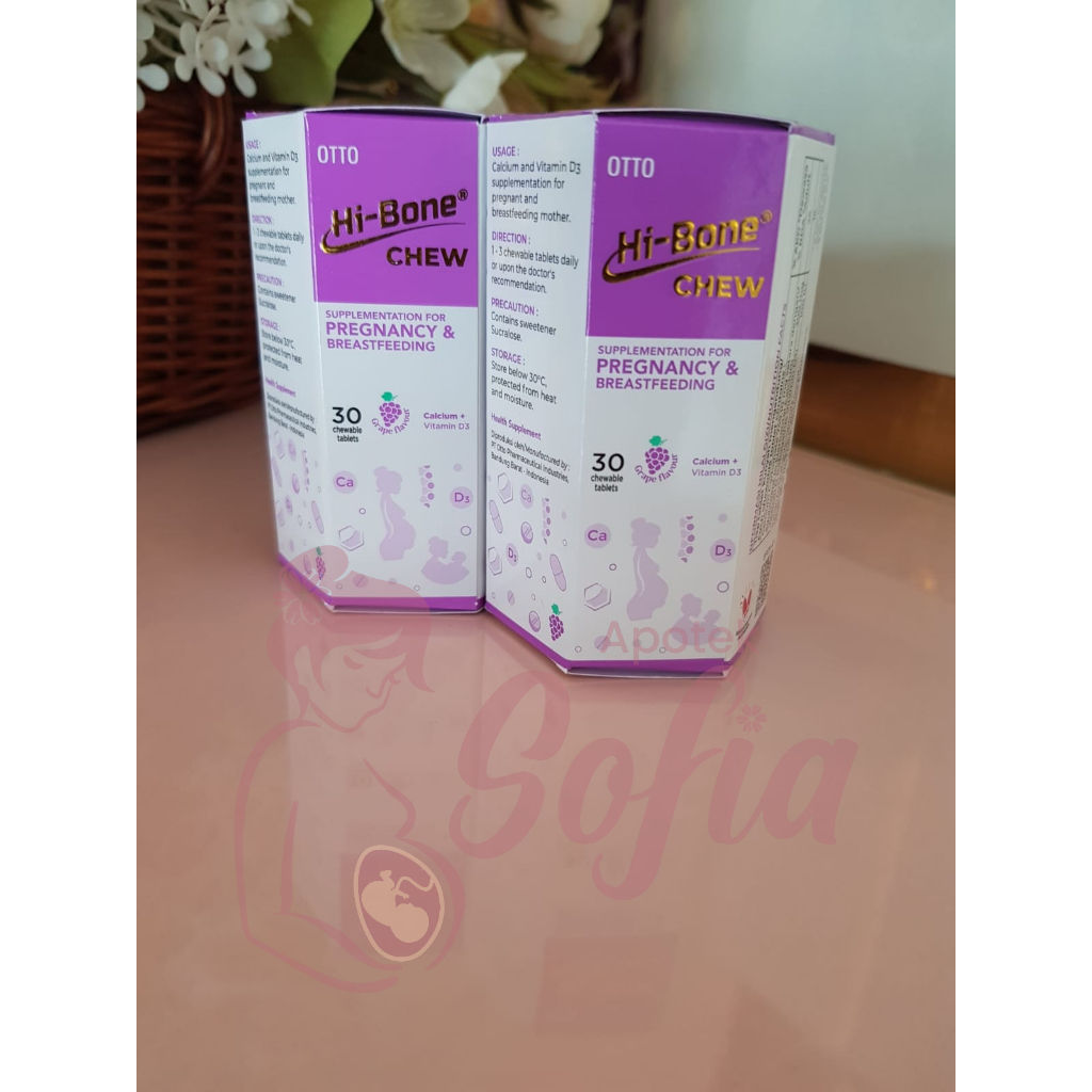 Hi-Bone Chew Rasa Anggur | Tablet Kunyah | Suplemen Ibu Hamil dan Menyusui Kunyah Rasa Anggur