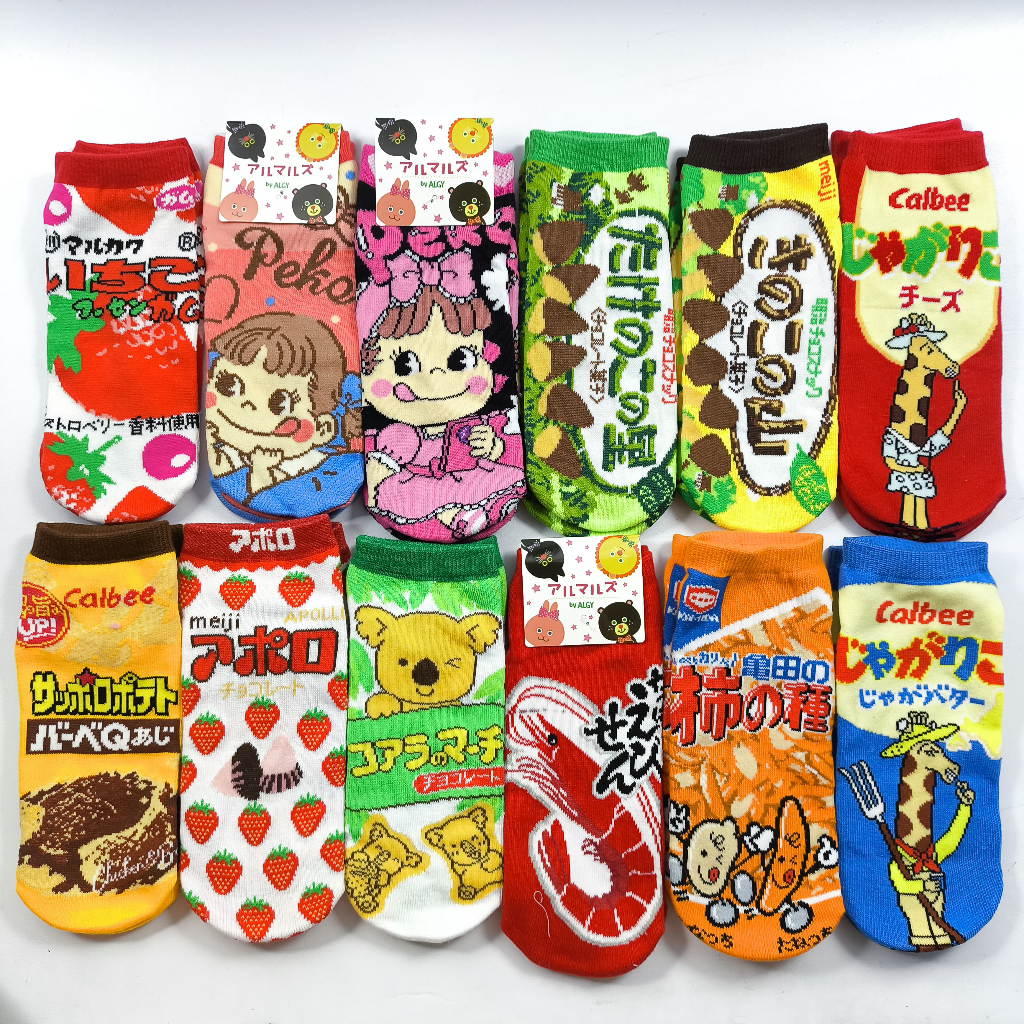 Kaos Kaki Lucu Japanese Snack Brand Snack Jepang Untuk Wanita