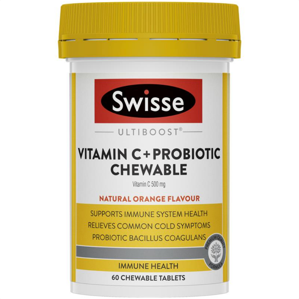 Swisse Vitamin C + Probiotic Chewable | 60 Chewable Tablets Australia