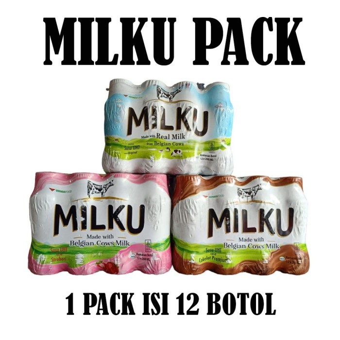 

Milku Susu UHT Coklat Strawberry Botol 200ml 1 Dus Isi 12 Botol