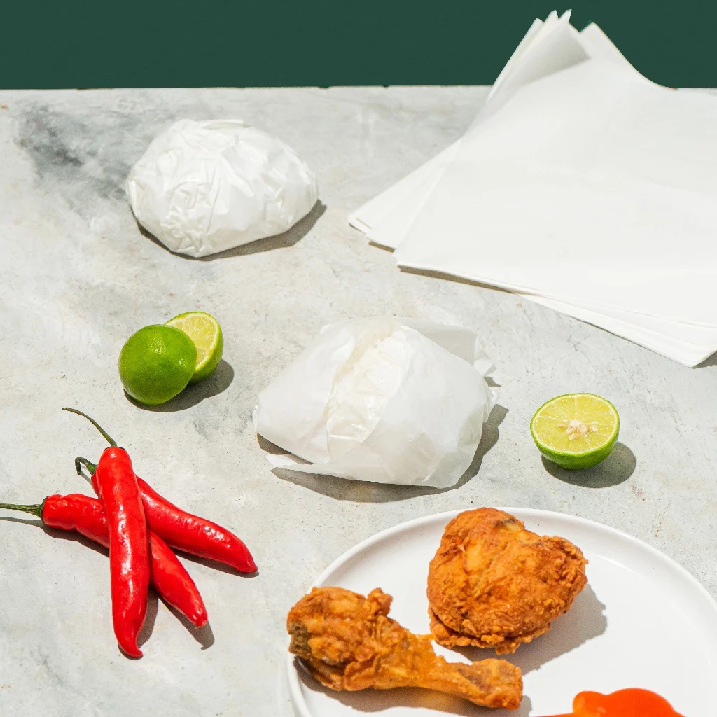 KERTAS NASI KFC ISI 100 uk 30x30 / Kertas Burger / Kertas Nasi Kfc Pembungkus Nasi Anti Lengket