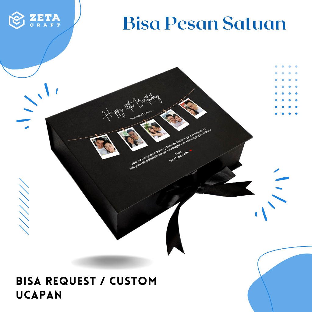 Hardbox Custom Satuan / Desain Model Polaroid / Box Hampers / Kotak Kado Ulang Tahun / Box Pita / Gi
