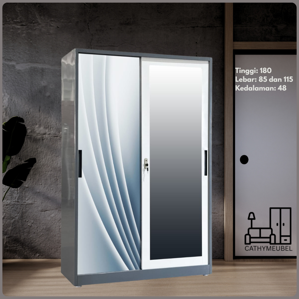 Lemari Baju Sliding Besi- Lemari Baju Sliding - Lemari Baju 2 Pintu - Lemari baju Sliding kaca