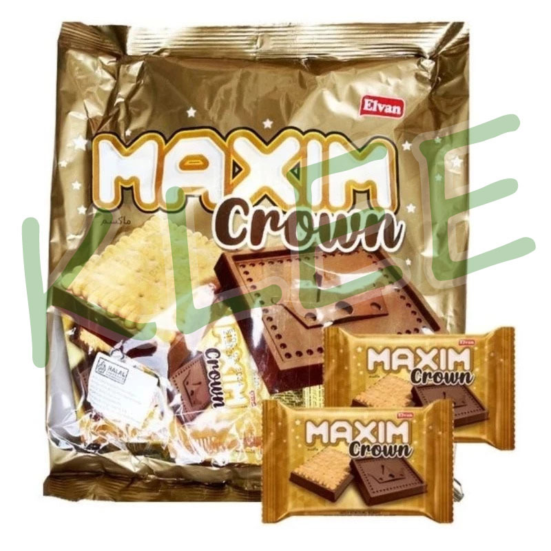 

Elvan Maxin Crown - Chocolate Biscuit Milk - Biskuit Salut Cokelat Compound Susu 275g