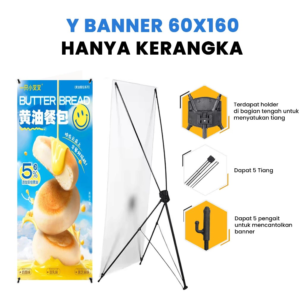 Standing Banner Rangka Y-Banner 160x60cm Tiang Kaki