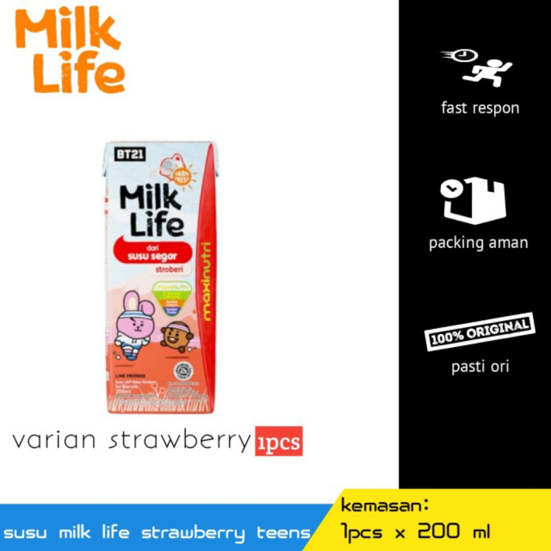 

susu milk life varian strawberry teens (200ml)
