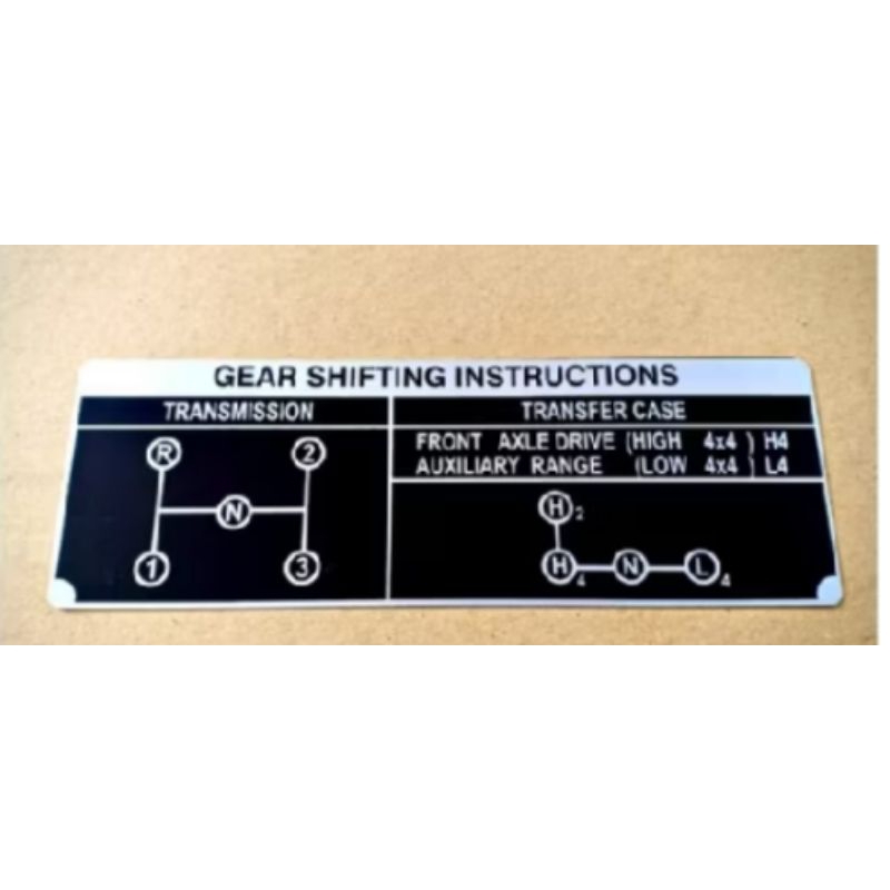 Plat Emblem Gear Shifting Intaruction 3 Speed Toyota Landcar Hardtop Fj40series