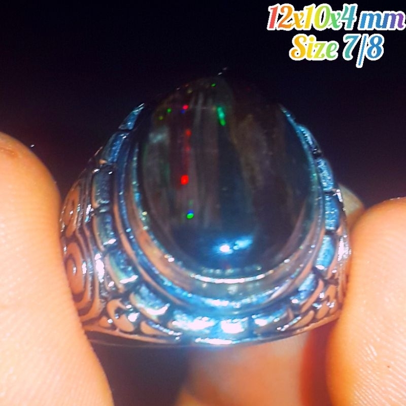 Cincin Batu Black Opal Sempur Ruyung Jarong Natural