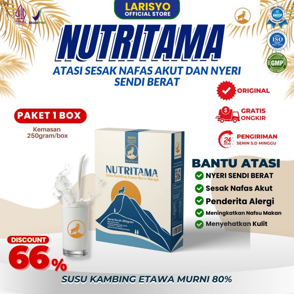 

NUTRITAMA PAKET 1 BOX - Susu Kambing Etawa Kemasan 250g/Box Meningkatkan Imunitas Tubuh