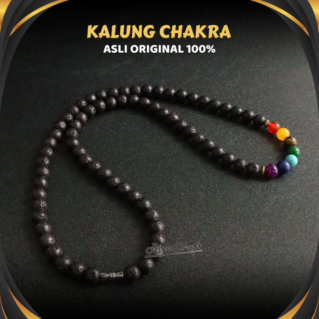 Kalung Batu Cakra Chakra 7 Batu Akik Kristal Alam ASLI Original Bali Pria Wanita by RIZACRAFT