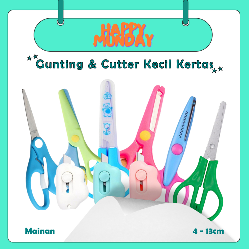

HappyMunday [ Mainan Edukasi ] Gunting Kecil Untuk Kertas / Gunting Pola Untuk Edukasi Anak / Cutter Kecil Awan