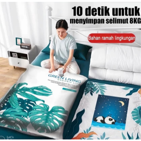 Vacuum Bag Plastic Travel Transparan untuk Pakaian - Bear