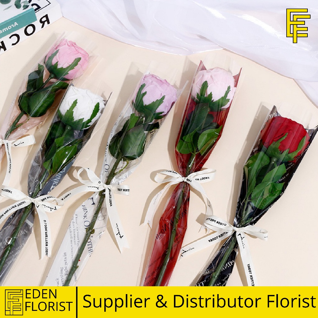

50 Lembar Plastik Single Flower Single Rose Bungkus Plastik Bunga Satuan Bunga Wisuda Valantine COD SF24