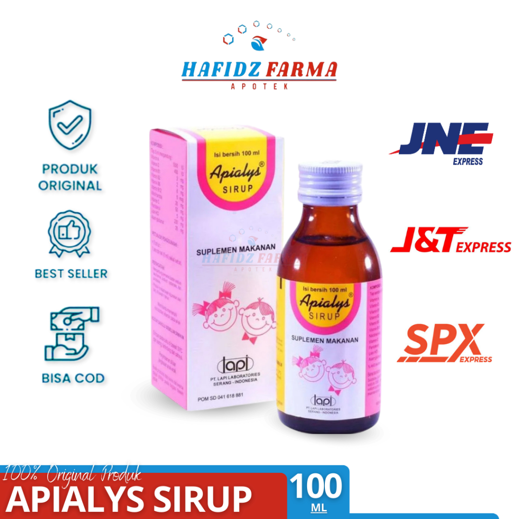 Apialys sirup 100ml | Suplemen Makanan | Suplemen Kesehatan | Vitamin Daya Tahan Tubuh | Suplemen Ha