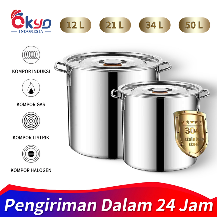 Stok Pot 30cm Besar Tebal Panci Sup Tinggi Multifungsi Stainless /25cm/30cm/35cm/40cm /Panci Dandang