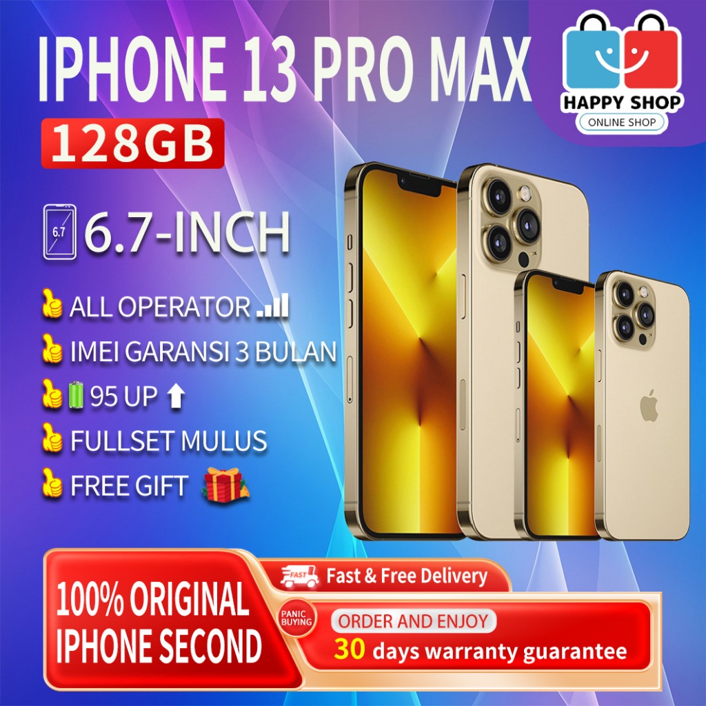 iPhone 13Pro Max 128GB Second Original100% 5G 6.7"OLED-Ori Fullset Mulus Normal 3uTools All Green