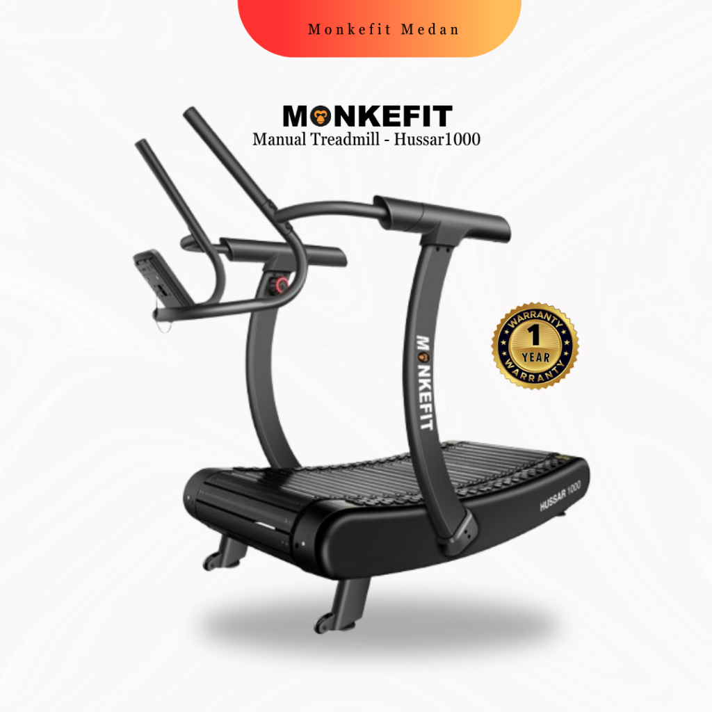 Monkefit Curved Manual Treadmill Hussar1000 - Treadmill Manual Tanpa Listrik
