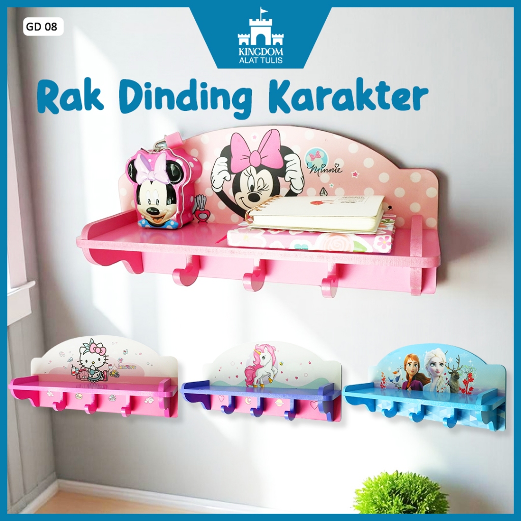 Ambalan Lucu Rak Dinding Kapstok Kamar Anak Dekorasi Dinding Gd 08 Karakter Anak