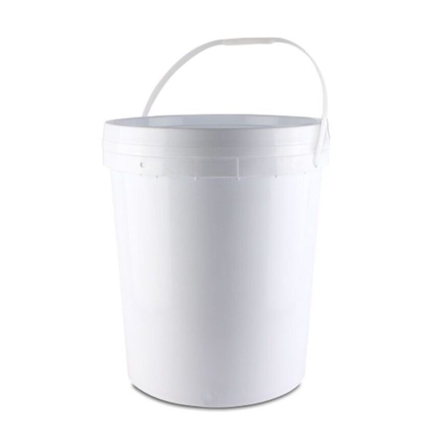 PAIL 25 KG / 20 LTR KEMASAN CAT / MAKANAN + TUTUP PAIL WARNA PUTIH SUSU + PEGANGAN PAIL WARNA PUTIH 