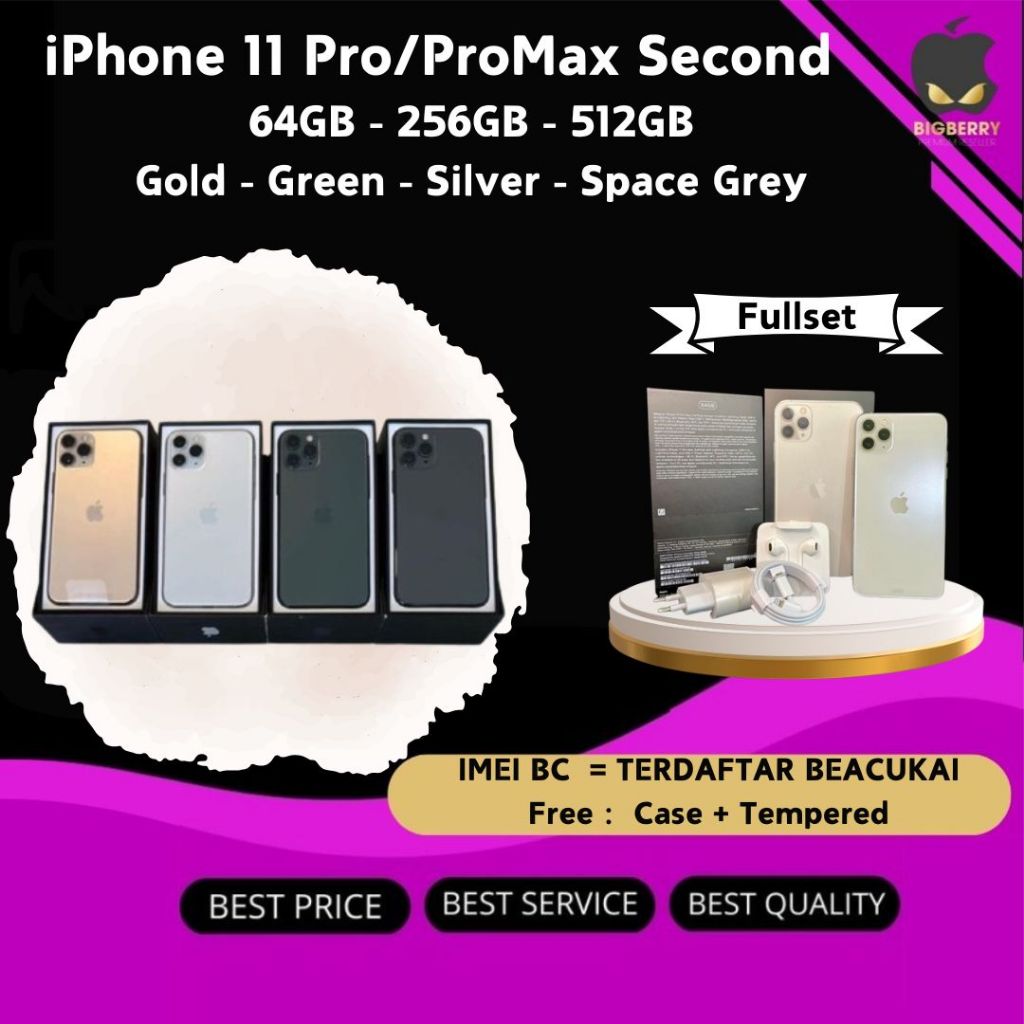 iPhone 11 Pro/Max Second BC 512GB/256GB/64GB 100% Ori Second Fullset ,Kondisi Mulus,Jaringan Aman,Be