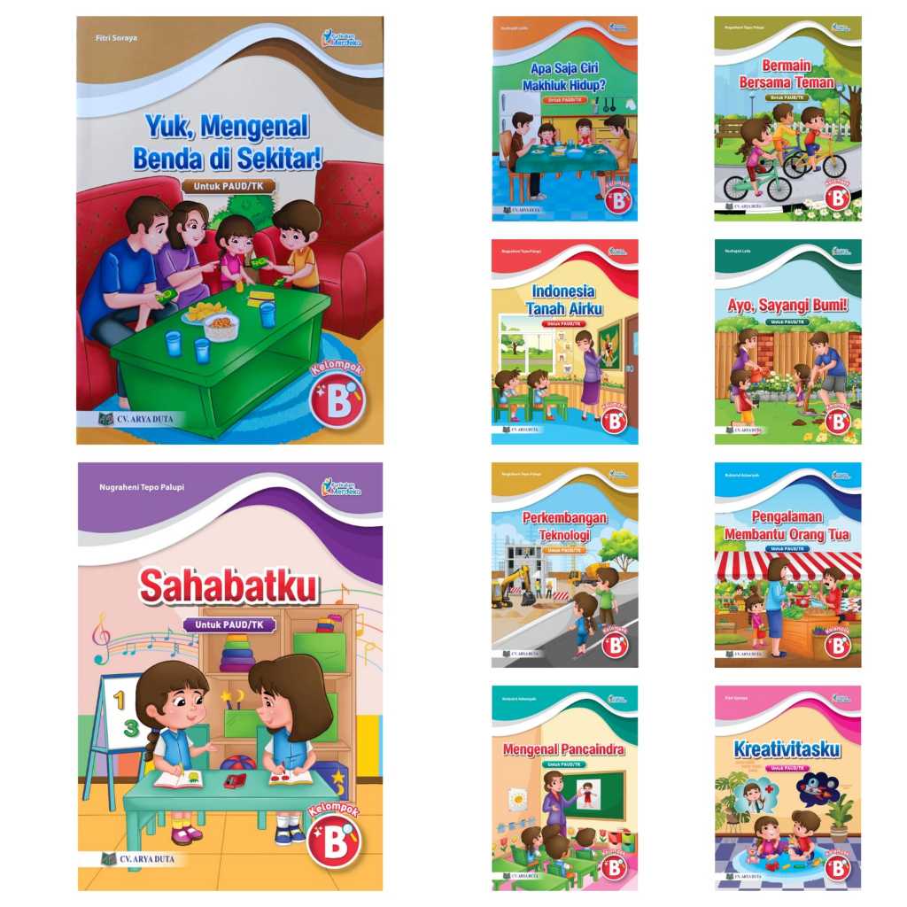 Sepaket buku paud tk klompok B penerbit arya duta isi 10 buku