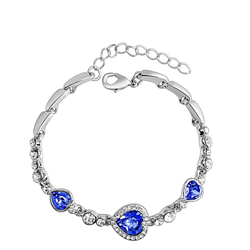 Gelang Wanita Berlian Kristal Titanium Anti Karat Rantai Fashion Aksesoris Gelang Titanium