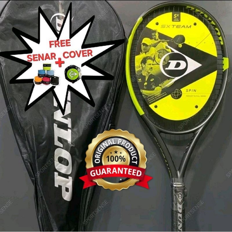 Raket Tenis Tennis Dunlop SX Team 260g G2 Spin Original Bonus Senar dan Cover dan Grip