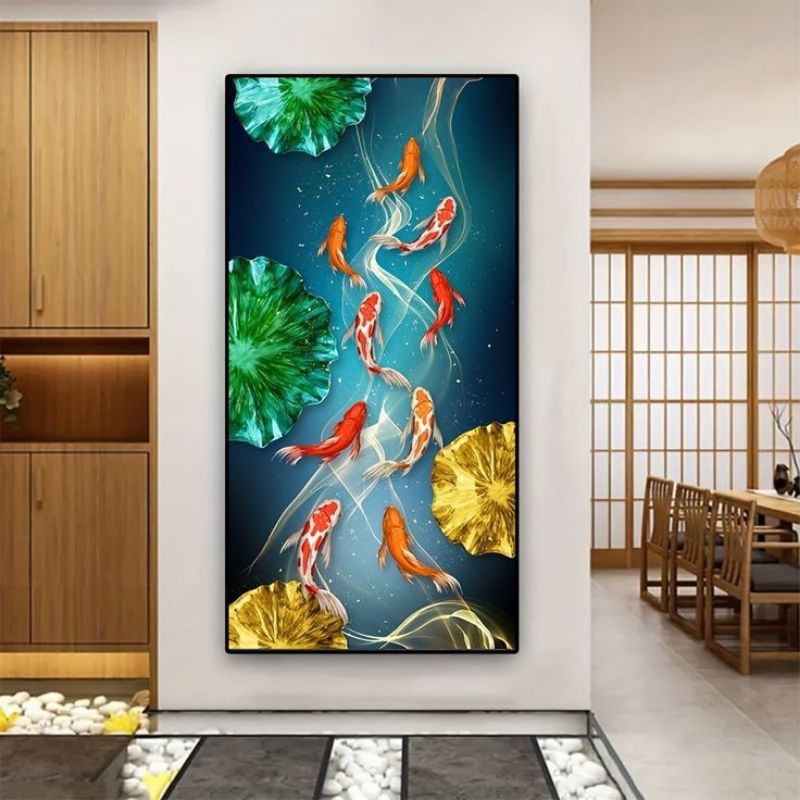 lukisan ikan koi aesthetic original handmade on canvas cat acrylic