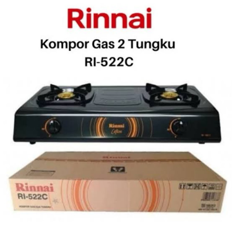 KOTA BATAM - RINNAI Kompor Gas Teflon RI 522-C 2 Tungku RI 522 C ORIGINAL GARANSI RESMI