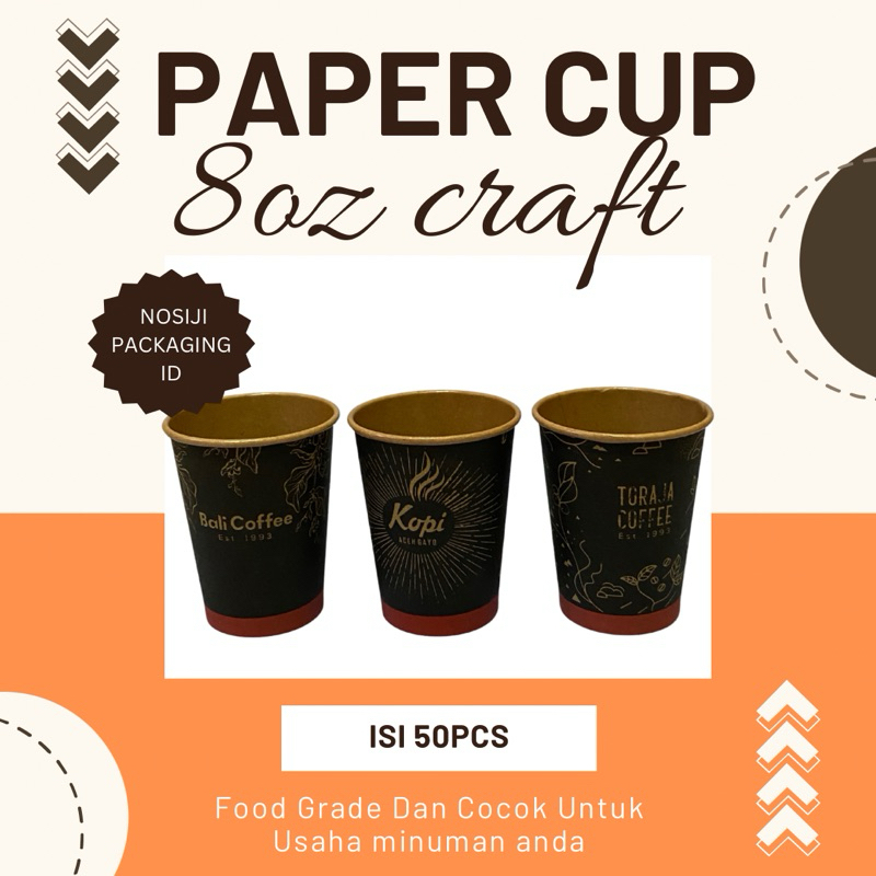Paper Cup 240ml Craft - Paper cup 8oz Craft
