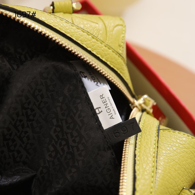 Tas Aigner 1697 new signature canvas dan leather Speedy bag semi platinum