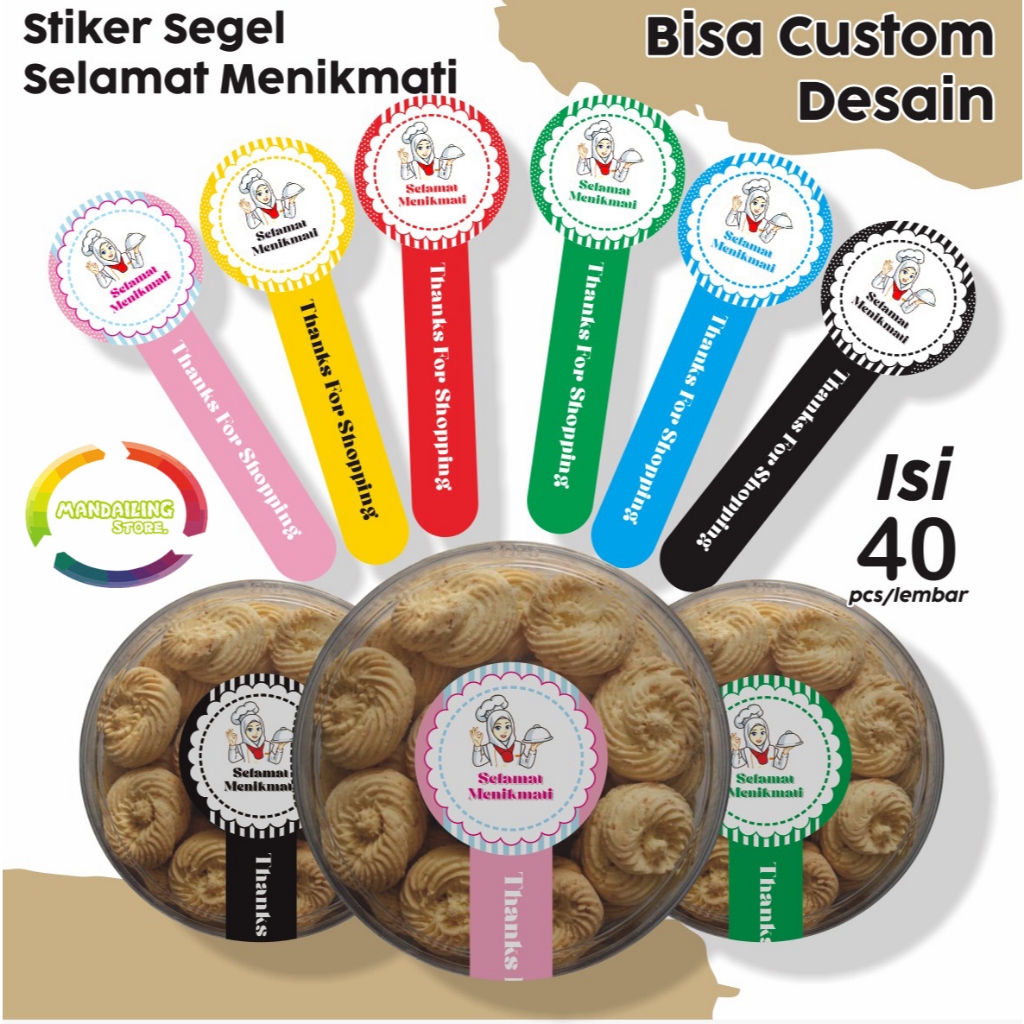 

Stiker label segel selamat menikmati label packaging Kertas HVS thermal - pink