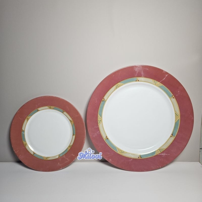 ARCOPAL POMPEI FRANCE Set Vintage 90s plate - Piring Makan Antik tahun 90an