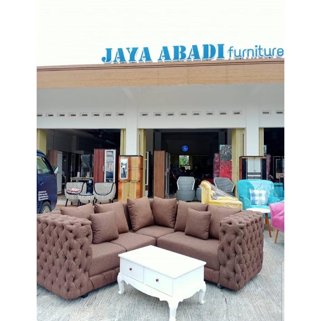 Sofa Sudut Mewah Chesterfield Cokelat – Desain Elegan & Nyaman (bisa custom)