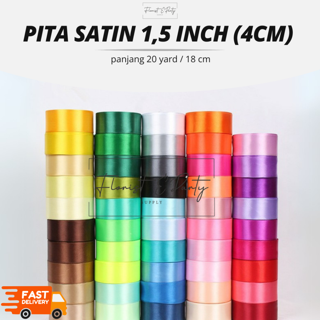 

PITA SATIN MURAH Pita Satin 1 1/2 Inch Pita Satin 4 CM Panjang 20 Yard Pita Kado Pita Kain
