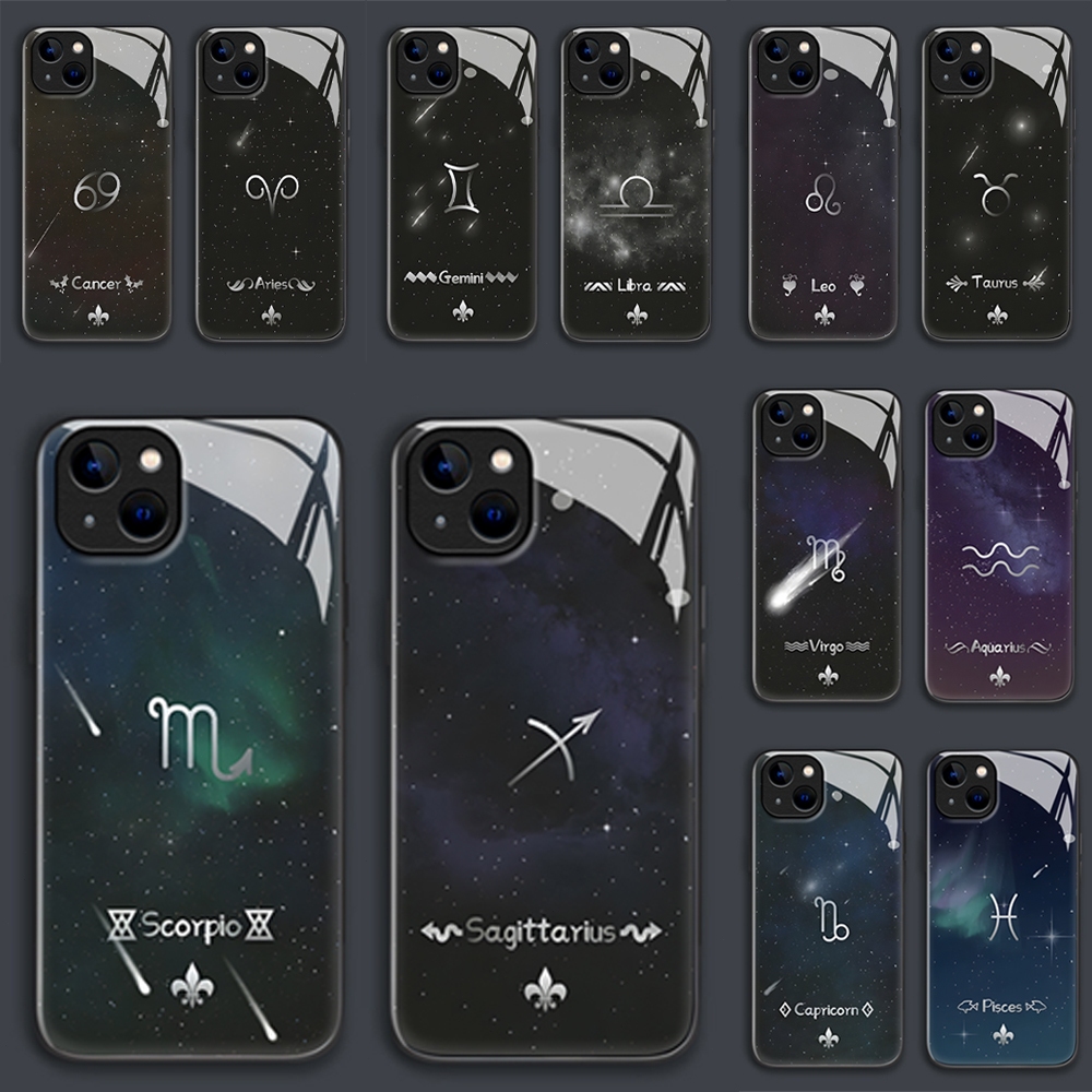 Casing Hp Untuk Realme 8 5G Hardcase Ponsel Kaca Cassing Fashion Zodiak Glass Phone Case Kesing Hard