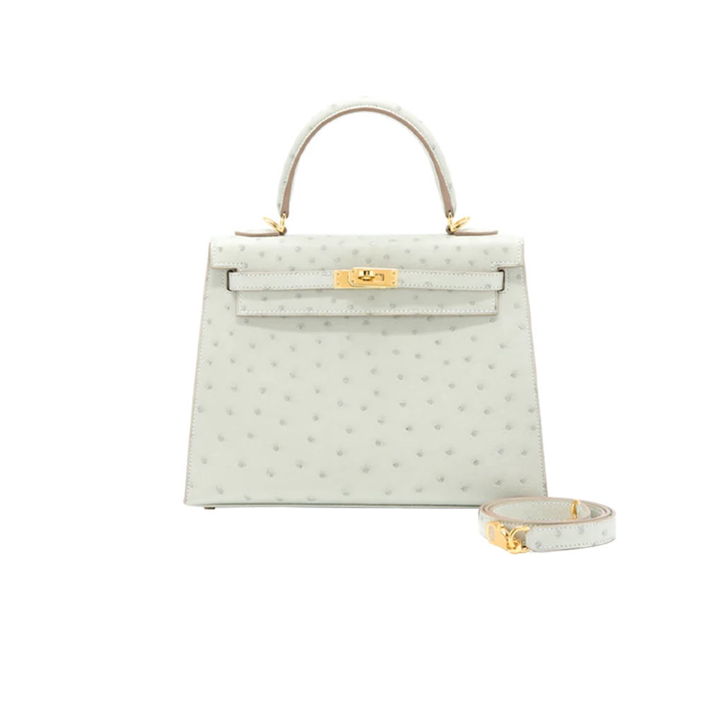 TAS KULIT K25 WHITE OSTRICH FULL SET