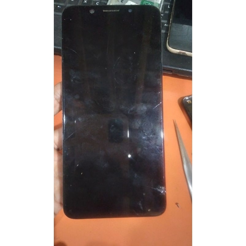 lcd + frame + tombol on off oppo f5 ori copotan minus tompel dan retak