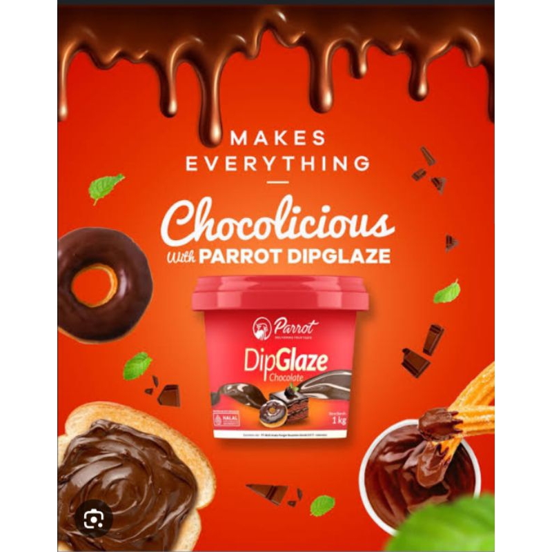 

DIPGLAZE CHOCOLATE 1KG | selai coklat 1kg | selai coklat parrot 1kg | DipGlaze coklat parrot 1kg