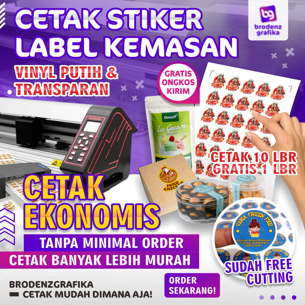 Cetak Stiker Vinyl A3+ Murah Tahan Air | Cetak Stiker Label Kemasan