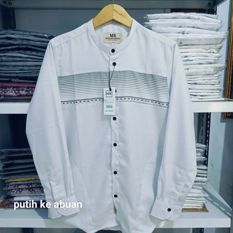BAHAN PREMIUM / Kemko Baju Koko Putih Pria dewasa kemeja mk Pria tangan panjang kemeja koko katun