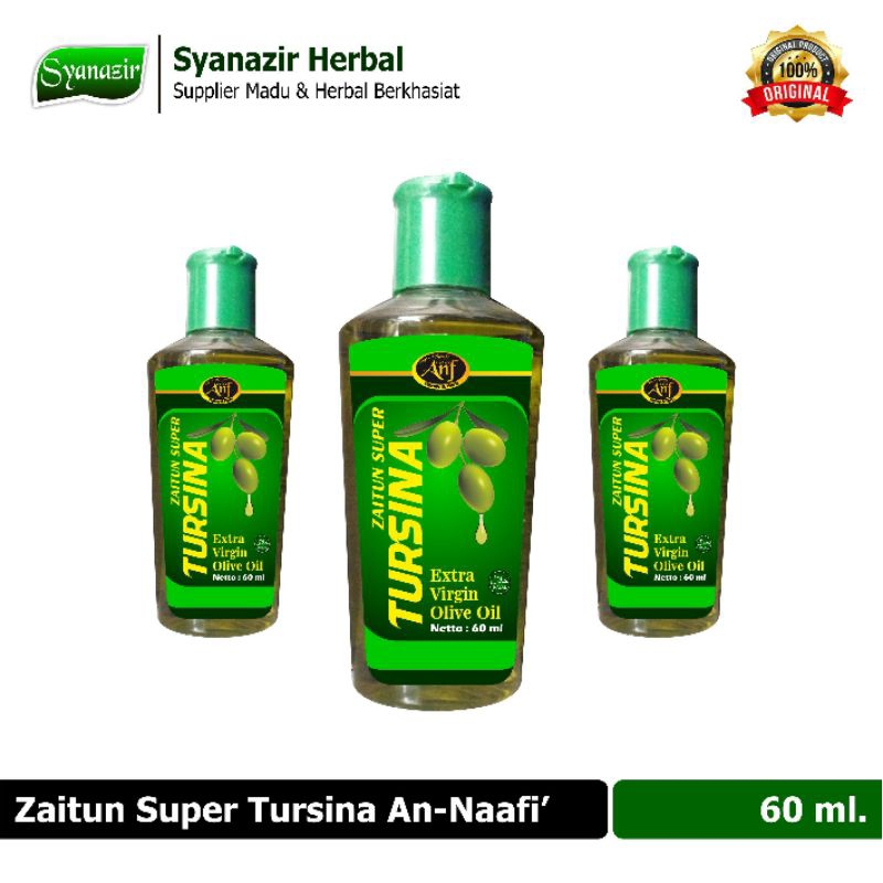 

Minyak Zaitun Super Tursina An-Naafi' 60 ml - Extra Virgin Olive Oil
