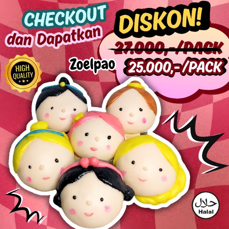 

Bakpao Karakter Frozen Zoelpao, Edisi karakter Orang/BTS/superhero, Halal, Isi 6