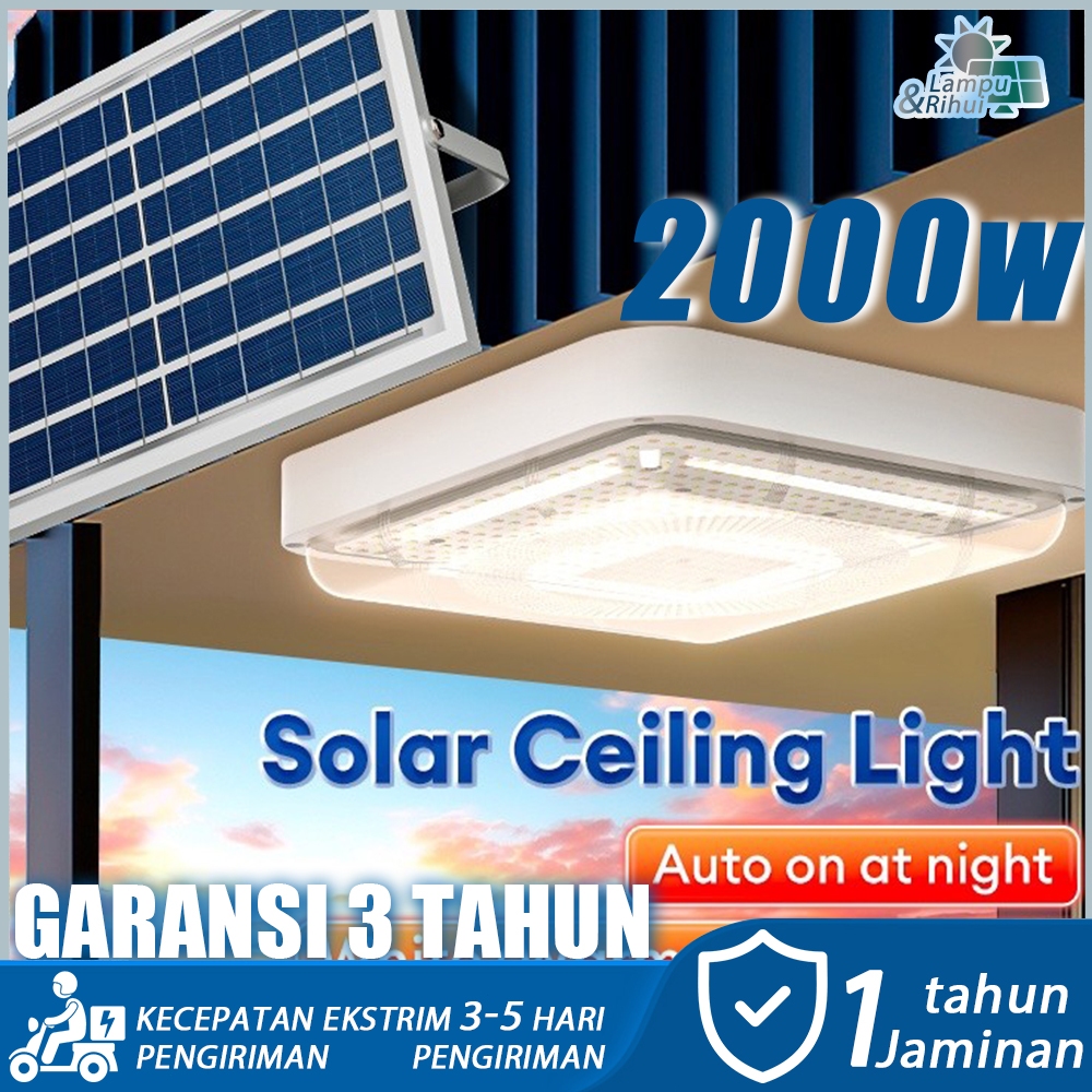 【Beli 1 Gratis 1】lampu tenaga surya otomatis lampu panel surya Lampu Plafon Tenaga Matahari 2000W LE