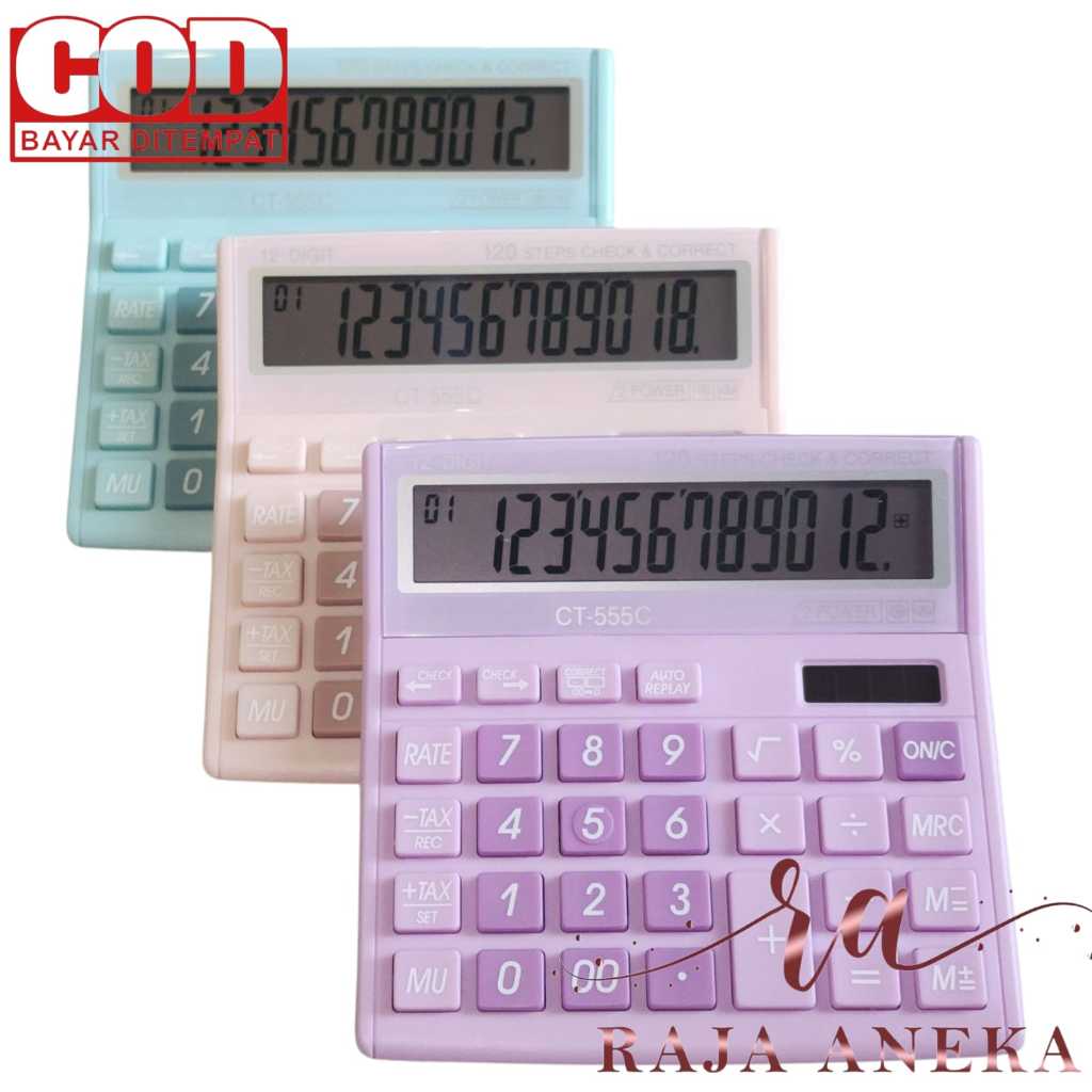 

SIS KALKULATOR FANCY WARNA WARNI CALCULATOR 555N 555 N 555 C 555 COLOUR SERIES 12 DIT CHECK ULANG
