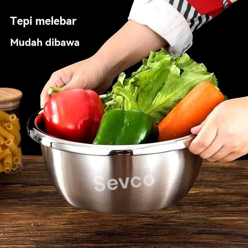 Baskom Waskom Sayur Buah Stainless Steel 18 20 22 24 28 Happy Bird / Mangkok Steinles Tebal Bagus