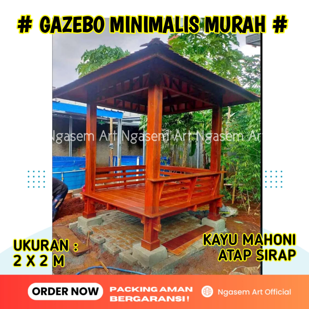 GAZEBO MINIMALIS MURAH l JUAL GASEBO KAYU MAHONI